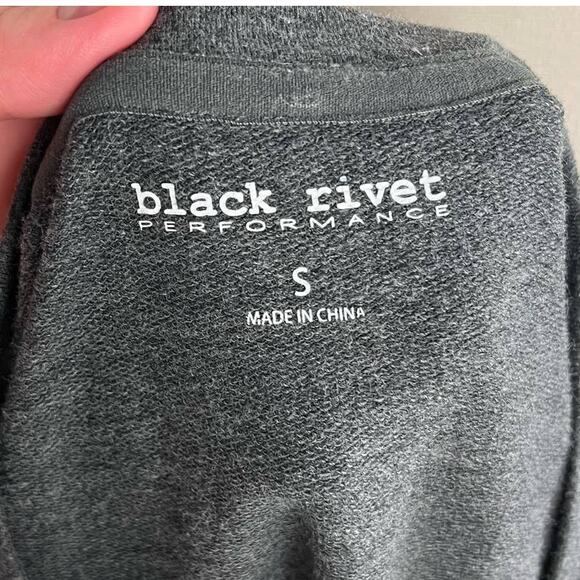 BLACK RIVET | Dark Gray Lace Up Sides Cotton Blend Sweatshirt | Women's Small - Picture 8 of 10